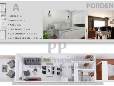 Departamento en Venta de 1 dormitorio