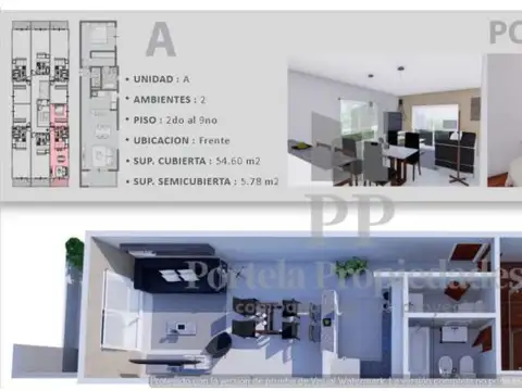 Departamento en Venta de 2 ambientes