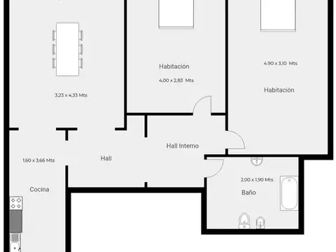 Departamento en Venta de 3 ambientes