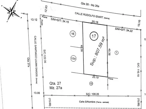 Terreno en Venta de 807,0 m2