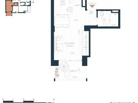 Departamento en Venta de Monoambiente