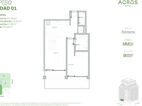 Departamento de 2 ambientes en venta en Chacarita