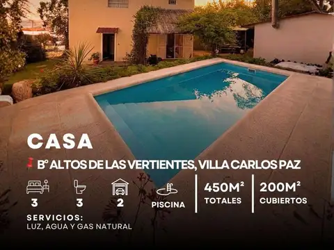 Venta Gran Chalet De 3 Dormitorios Con Piscina Barrio Las Vertientes – Villa Carlos Paz