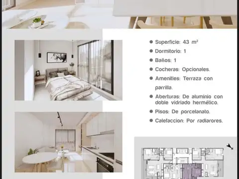 Departamento en Venta de 1 dormitorio