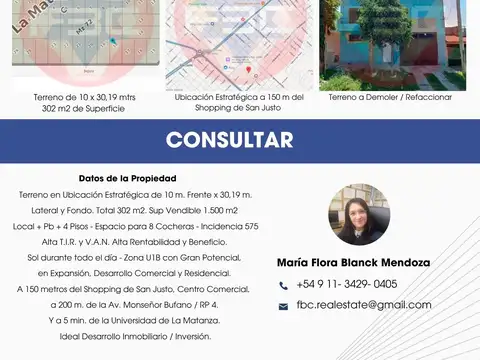 Terreno en Venta de 302,0 m2