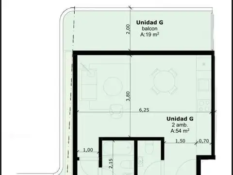 Departamento en venta 2 ambientes en emprendimiento de categoría