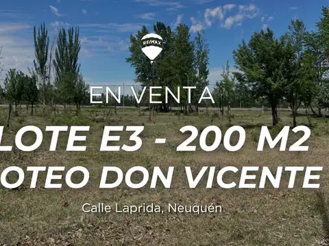Lote E3 En Venta Loteo Don Vicente En Neuquén
