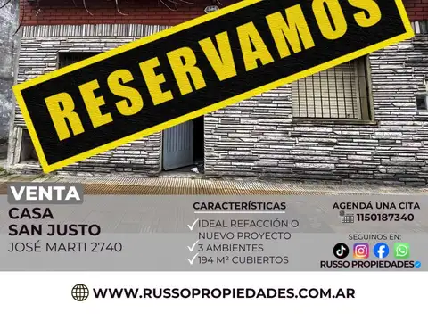Casa - Venta - Argentina, La Matanza - JOSE MARTI 2740