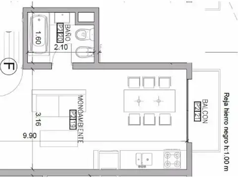 Departamento en Venta de 1 dormitorio