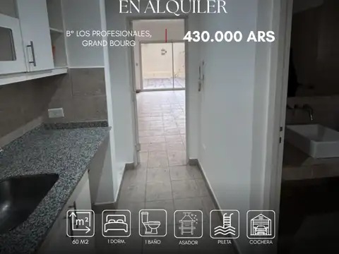 Monoambiente en alquiler c/cochera en Grand Bourg, B° Los Profesionales