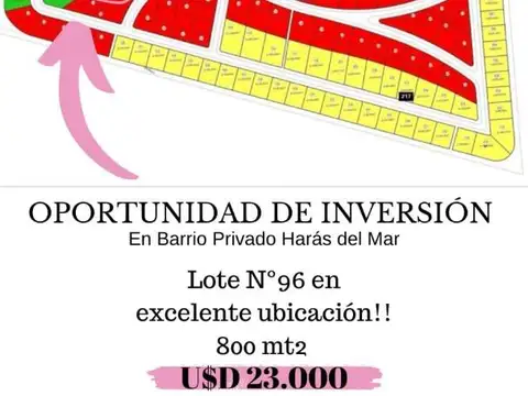 Terreno en Venta en Haras del Mar, USD 45.000