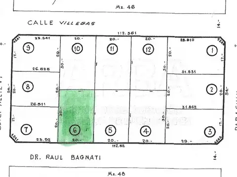 Terreno en Venta 20  mts Frente