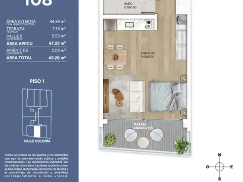 Venta Monoambiente en Cordon con Amenities