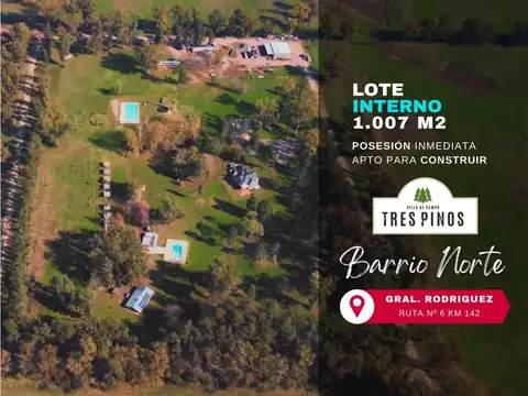 VENTA LOTE INTERNO 1.007 M2 VILLA DE CAMPO 3 PINOS
