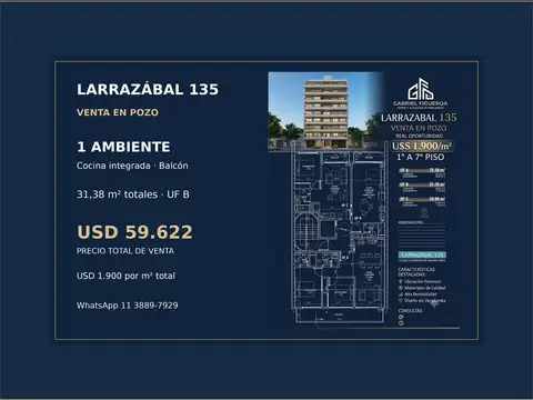 Larrazábal 135 | Monoambiente con balcón | En pozo