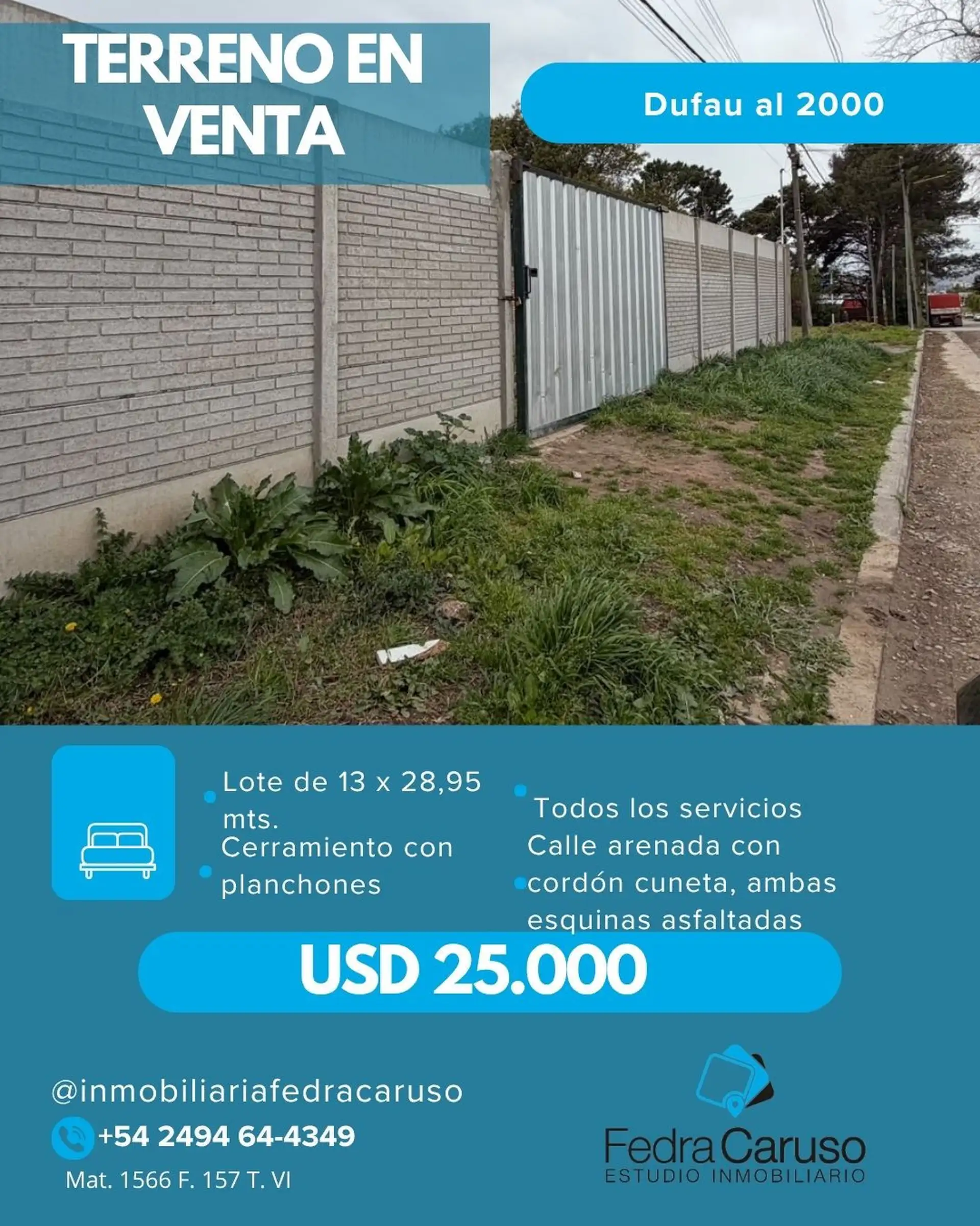 Lote en venta – Dufau casi Tucumán