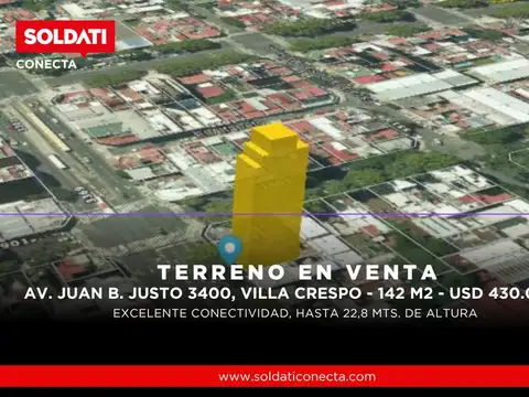 Terreno en venta - Juan B. Justo al 3400, Villa Crespo.