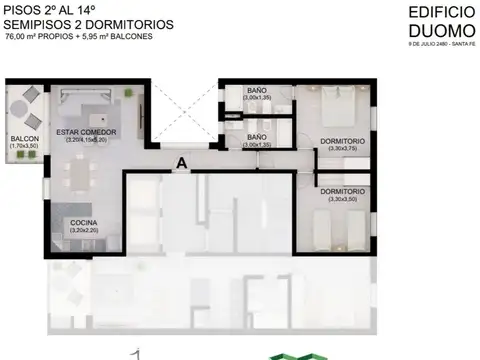 Departamento en Venta de 2 dormitorios