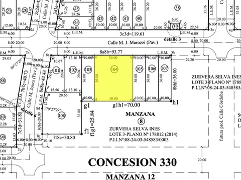  VENTA / LOTE / ZONA SUR / RAFAELA / M8-L104