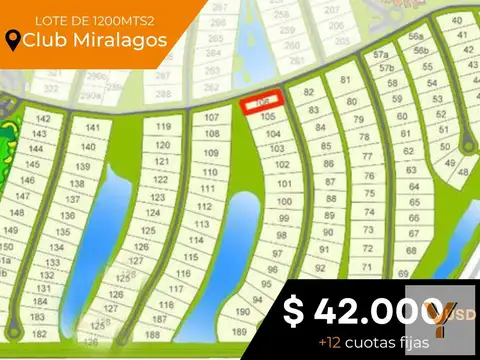 Terreno en venta - 1200 mts2 - Club Miralagos [FINANCIADO]