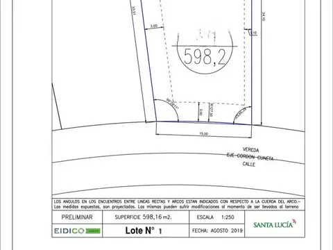 Terreno en Venta de 598,0 m2