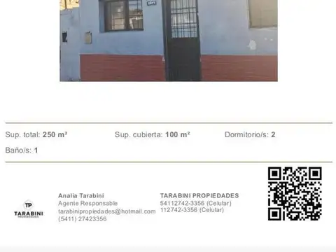 Casa 3 ambientes con 1 baño