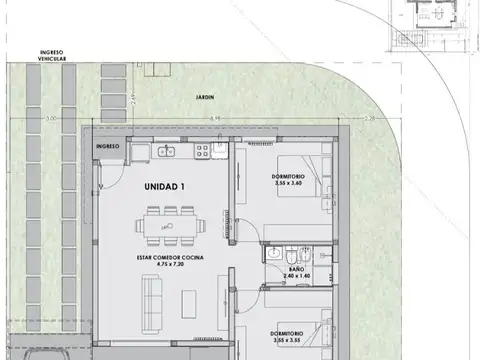 Casa 3 ambientes con 1 baño