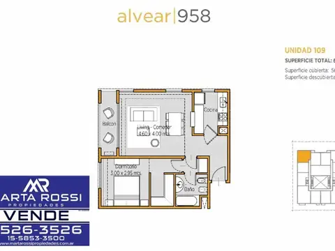 Departamento en Venta de 1 dormitorio