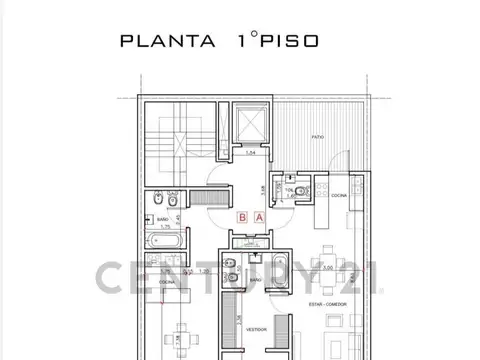 Departamento Monoambiente con 1 baño
