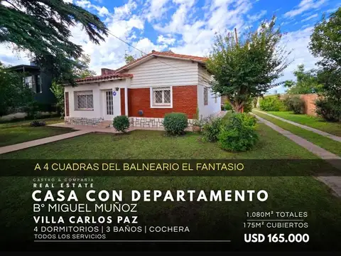 Venta Casa Con Departamento En 1.080M² De Terreno En Miguel Muñoz, Villa Carlos Paz