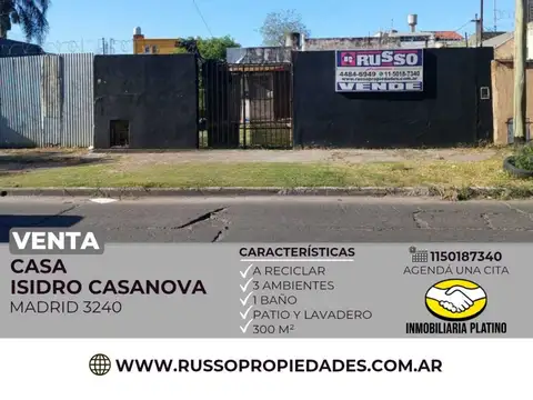 Venta casa 3 ambientes Isidro Casanova