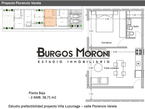 Departamento 2 ambientes con 1 baño