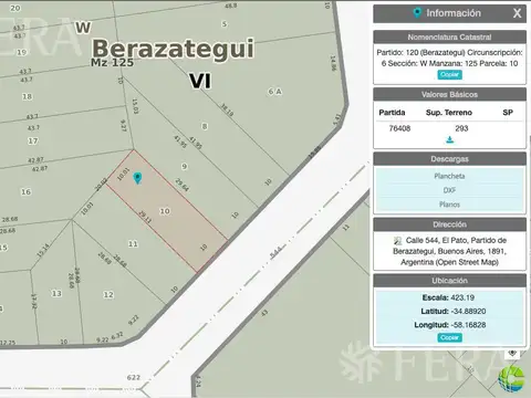 CALLE 544 ENTRE 538 Y 539 - LOTE 10
