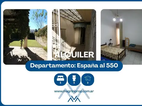 ALQUILER Casa Amoblada 1 Habitación con Gran Parque, España al 500, Pergamino