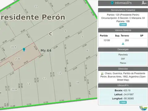 Lote venta colectora ruta 210 cerca estación Guernica