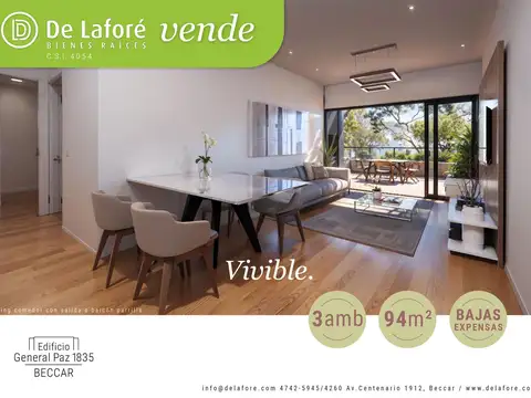 VENTA - Departamento 3 ambientes A ESTRENAR en Beccar - 1° B