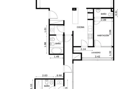Departamento 4 ambientes con 3 baños