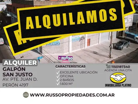 Galpón en Alquiler en San Justo, Partido de La Matanza