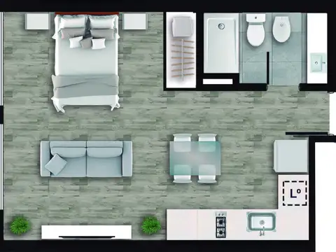 Departamento Monoambiente con 1 baño