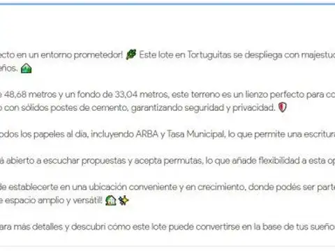 1.720m2  VENTA LOTE de TERRENO Tortuguitas José C Paz