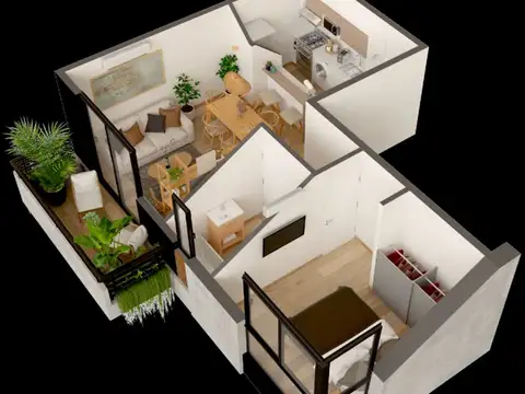 Departamento 2 ambientes con 1 baño