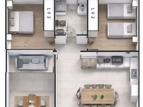 Casa 3 ambientes con 1 baño