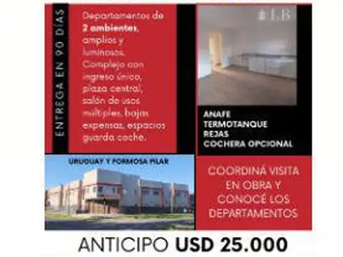 Departamento 2 ambientes con 1 baño