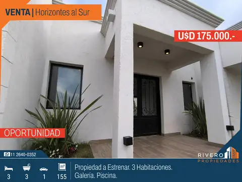 Venta Casa-Oportunidad-3 habitaciones-Piscina-a Estrenar-Horizontes al Sur