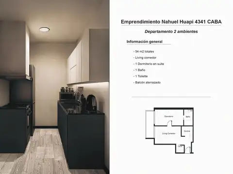 Departamento en Venta de 1 dormitorio