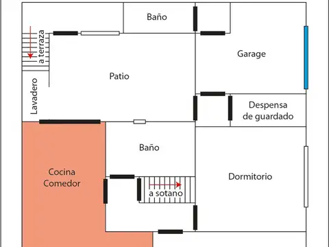 Casa 3 ambientes con 1 baño