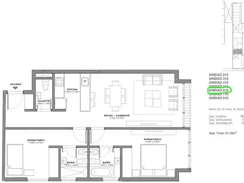 Departamento en Venta con 1 cocheras
