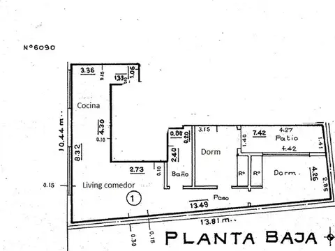 Depto Tipo Casa 3 ambientes con 1 baño