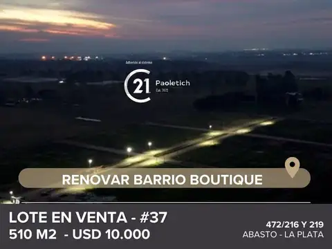 LOTE EN VENTA EN LA PLATA, RENOVAR BARRIO BOUTIQUE