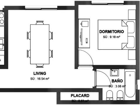 Departamento de 2 Ambientes, luminoso, apto crédito